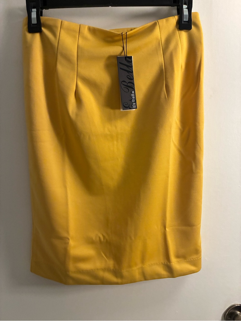Es Bella Mustard Yellow Pencil Skirt with Slit at the back.